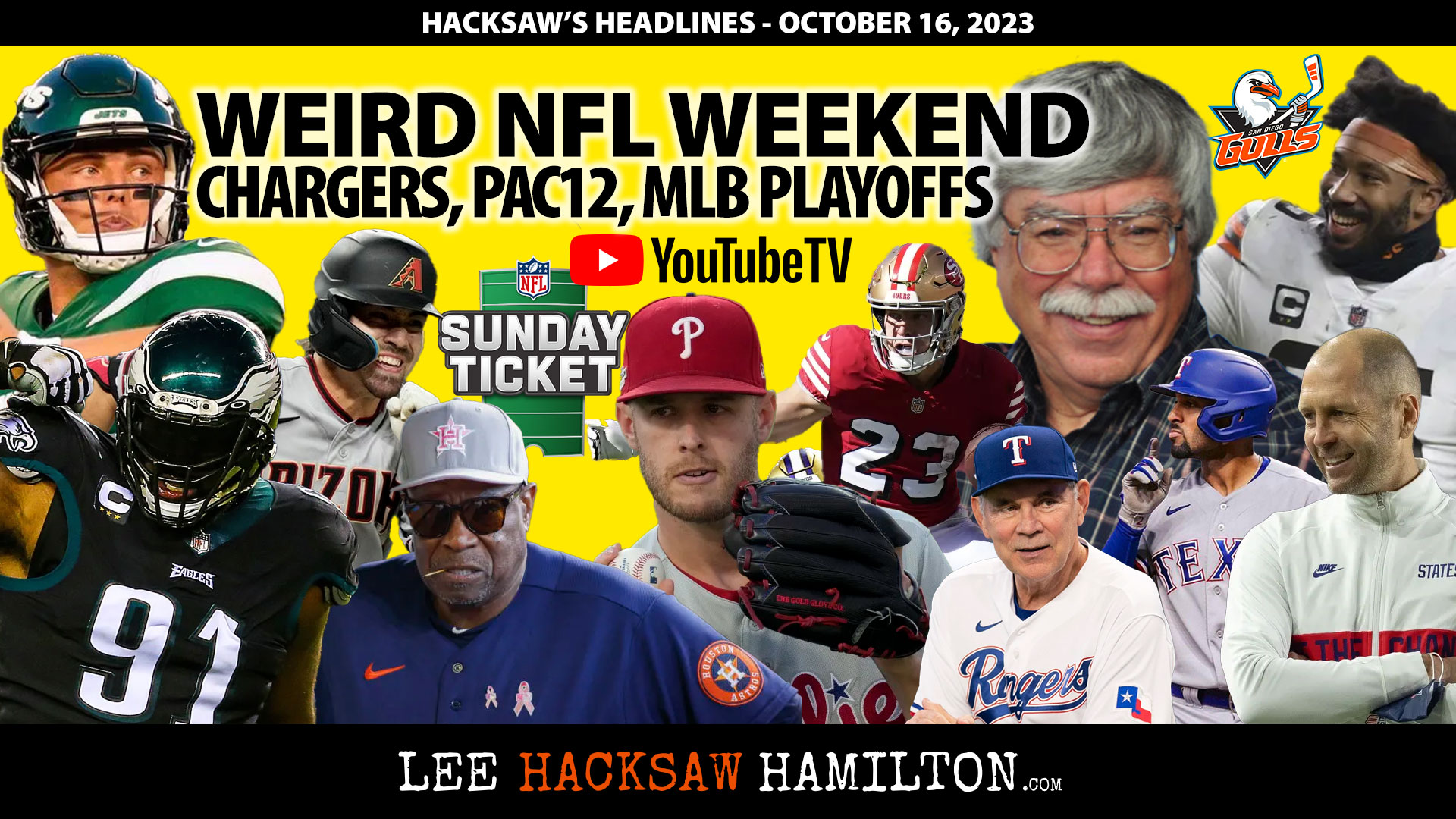 Lee Hacksaw Hamilton discusses Weird NFL Weekend, Chargers, PAC12, MLB Playoffs, Gulls, Team USA